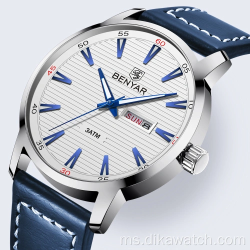 China Jenama Mewah Baru BENYAR Jam Tangan Lelaki Kulit Kuarza Jam Tangan Reloj Hombre Sport Clock Fashion week Date Watch Lelaki relogio Masculino Manufacturers